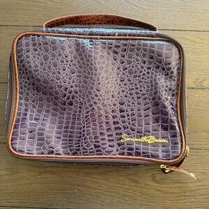 Samantha Brown Crocodile Print Travel Bag - Brown cosmetic bag 5 pouches